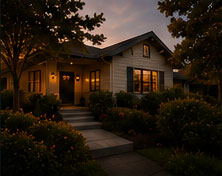 Northern California home at dusk
